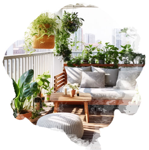 plantes sur balcon terrasse