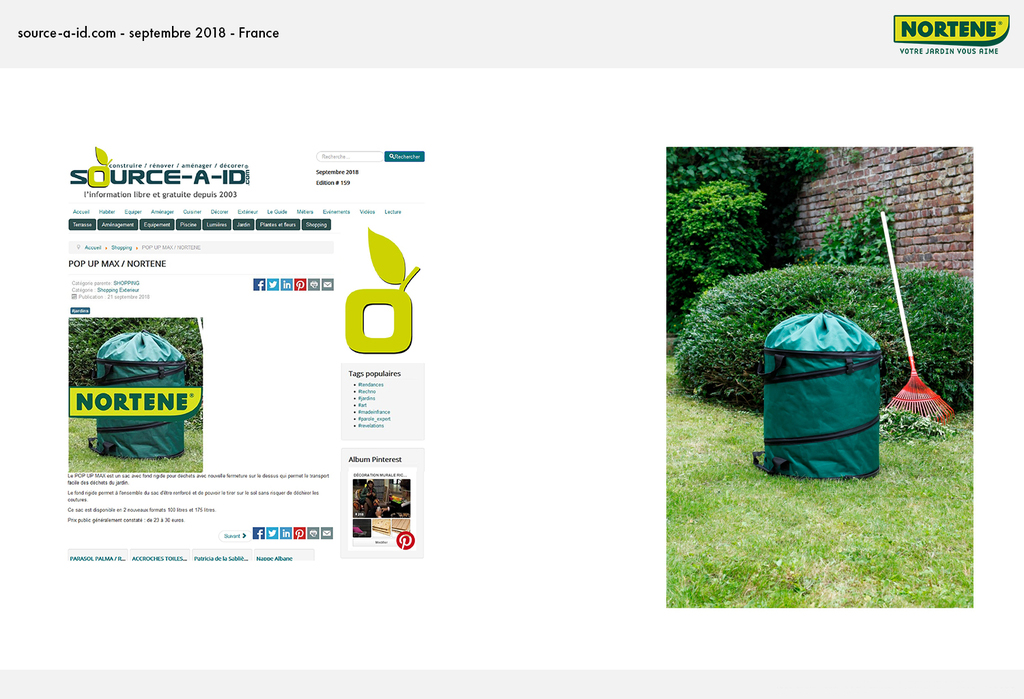 Sac de jardin déchets avec couvercle,125 ou 175 litres, pop Up