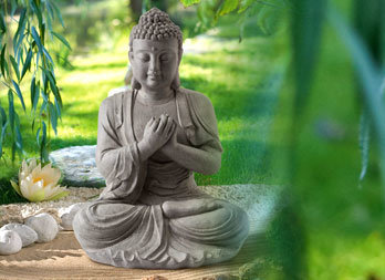 Statue de jardin Happy Bouddha - Hauteur 53 cm - Vente en ligne au