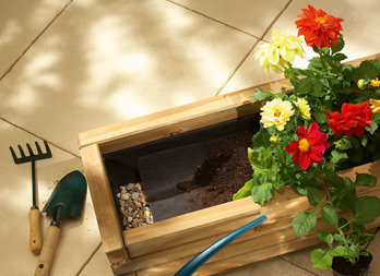 Drainage sheet for window boxes and wooden planters