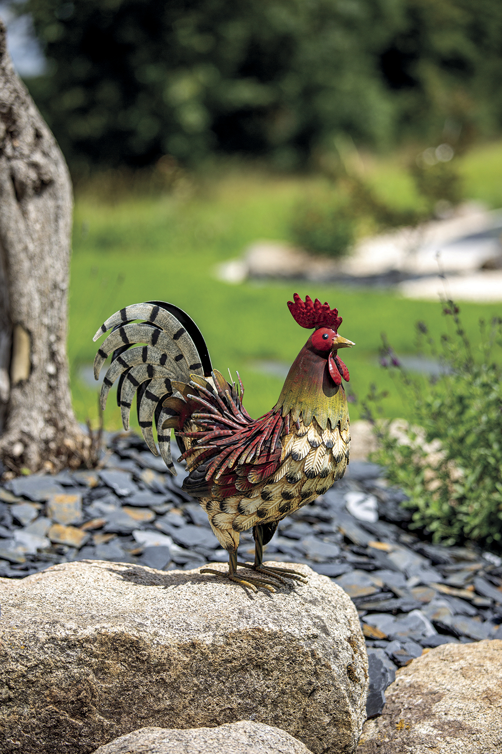 Coq en métal, Harry, animal décoratif stylisé, décoration du